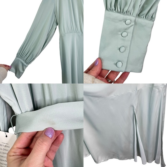 NWT ELOQUII Plus Size 22 Blue Green Pastel Satin Maxi Dress Semi-Formal Holiday - Picture 12 of 14